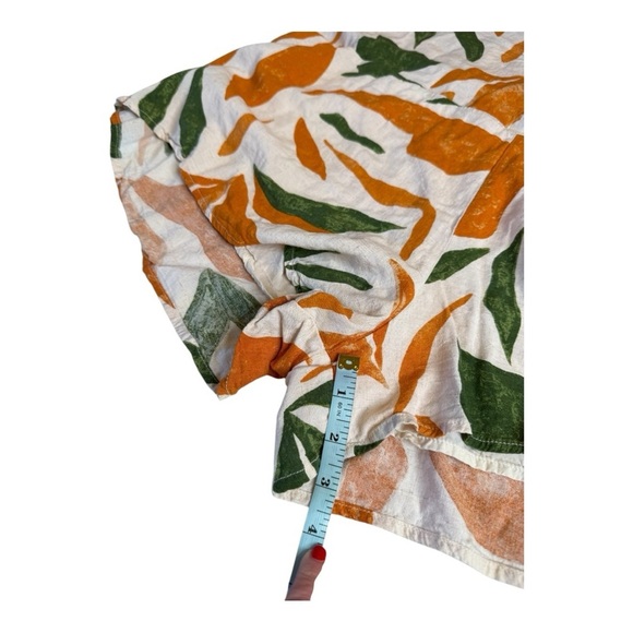 Dress Forum LA Orange Green Dropped Waist Collared Elasticized Sleeves Romper - Picture 9 of 16